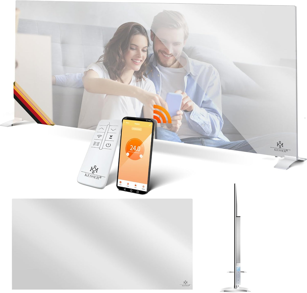 Kesser Elektrische kachel Infraroodverwarming, 600 W, 2-in-1 staand apparaat en wandmontage, open raam + afstandsbediening en app-bediening