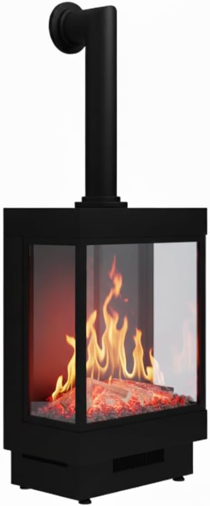 Chemin'Arte Elektrische haard open Majestic, verwarming 2000 W, 3D led-vlameffect 180°, 10 kleuren, zwart, met decoratieve buis, ontworpen