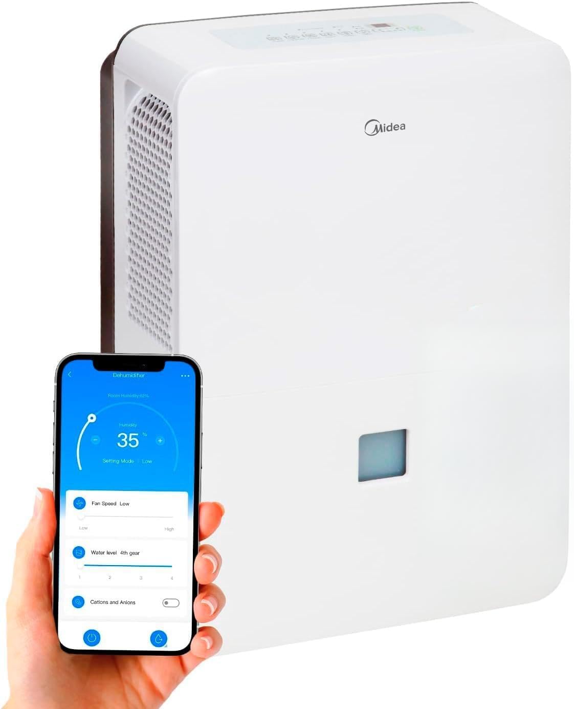 Midea Luchtontvochtiger Industriële, met grote inhoud van 50 l, voor luchtvochtigheid binnenshuis tot 112 m2/300 m3, voor grote ruimtes