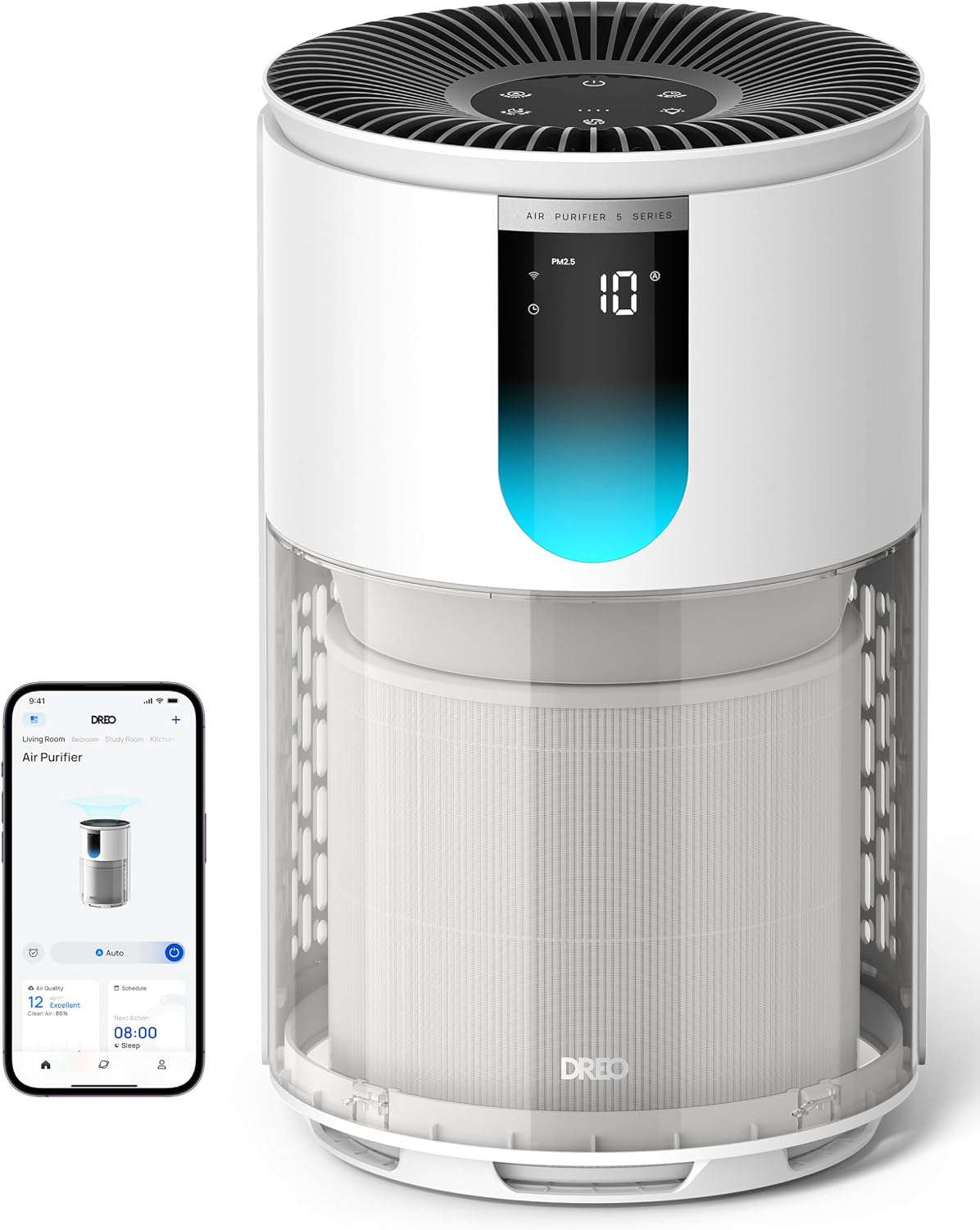 DREO Luchtreiniger, met 3-in-1 HEPA-filter, met allergieën 539S, voor mensen