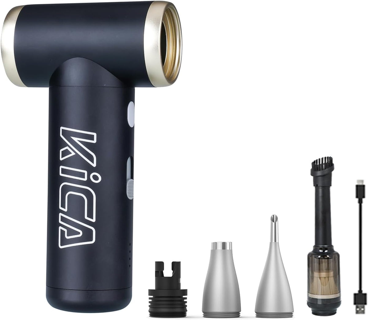 Kica Luchtreiniger JetFan 2S Elektrische Air Duster, 117.000 t/min, Zwart, Metalen behuizing, traploze regeling & turbomodus, luchtdrukspuit, voor PC