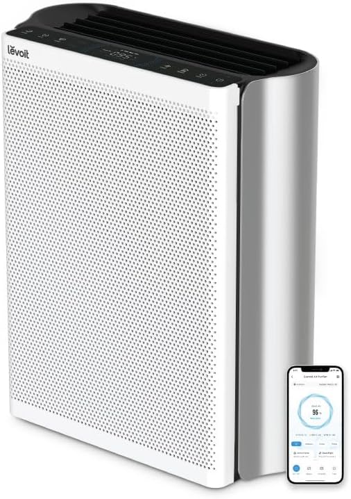 Luchtreiniger Levoit, CADR 612 m3/h, 3-kanaals luchtkwaliteitsmonitor, geschikt, smart wifi en filter, voor mensen, met een allergie, voor huisdieren