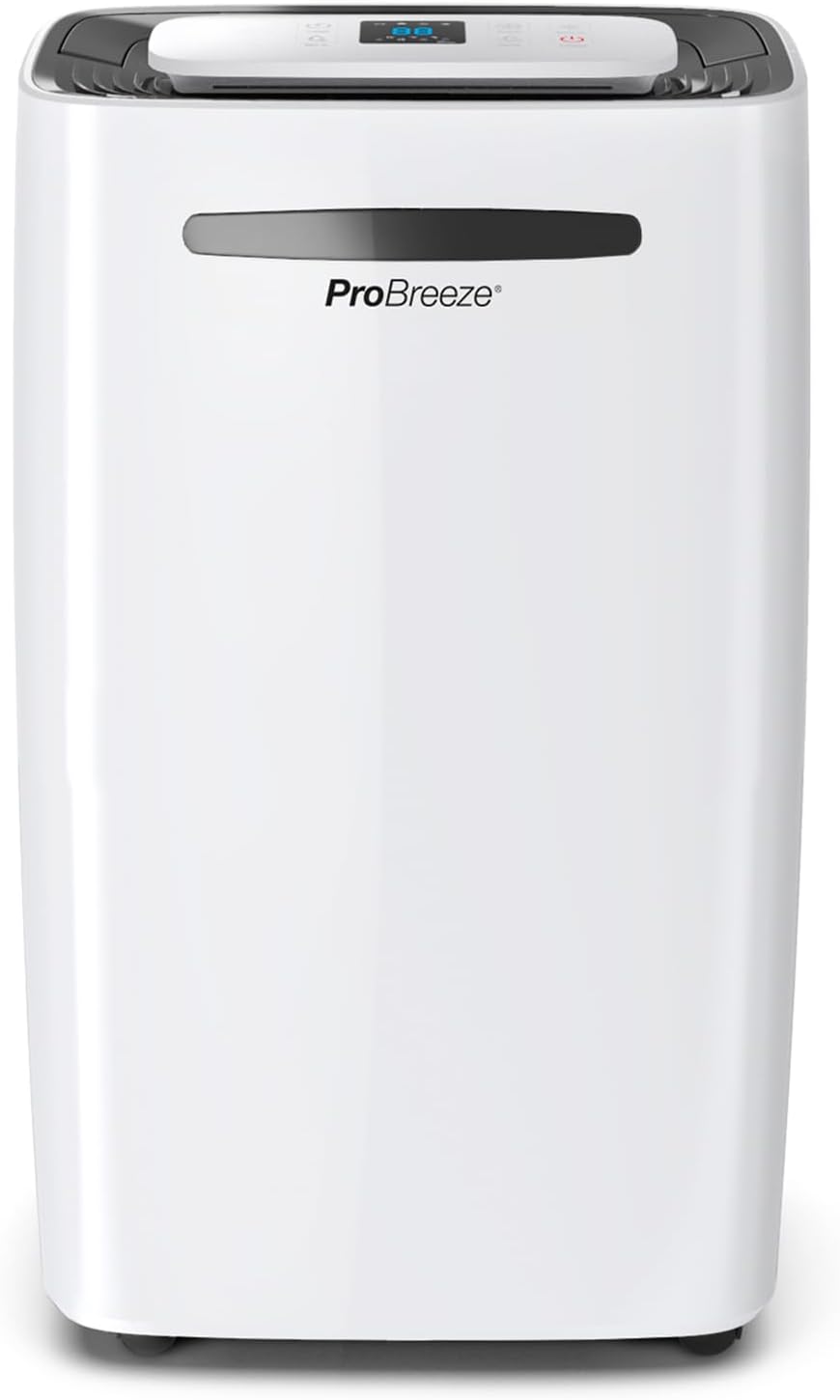 Pro Breeze Luchtontvochtiger 20L Vochtigheidsweergave, 3 Standen, Continu Water Afvoer en Timer, Verwijderd Schimmel, Damp en Vocht, Dehumidifier