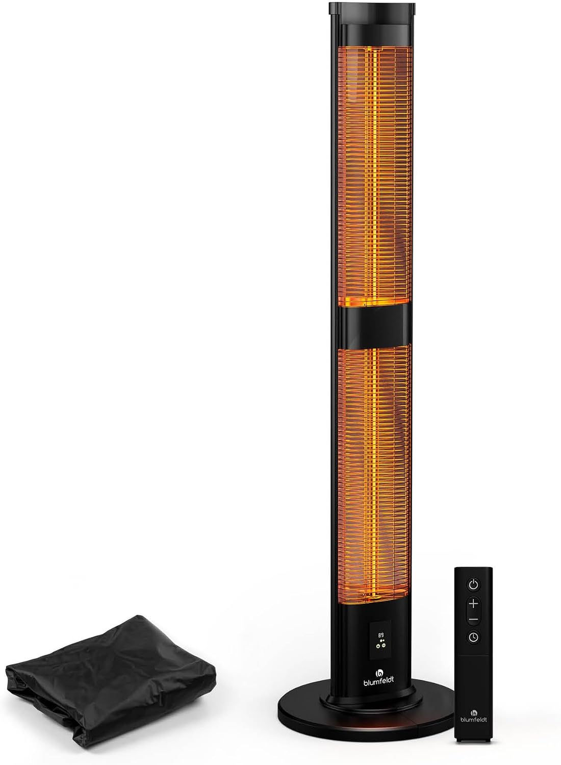 blumfeldt Terrasverwarmer BlazeTower Infraroodverwarming Staand – 3000 W, Afstandsbediening & 24-uurs, IP45, Instelbare Warmtestanden