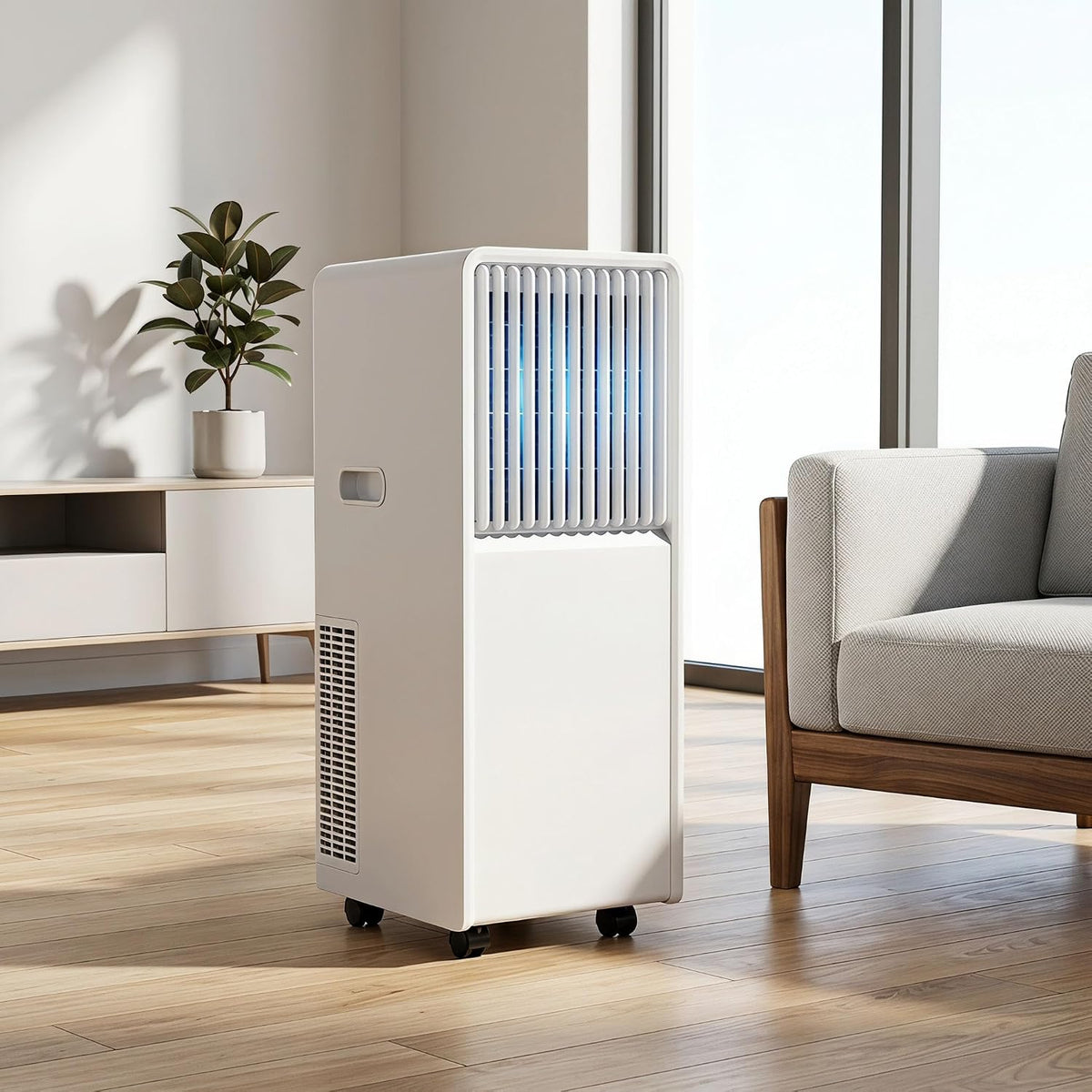 Mobiele airco Draagbare airconditioner, 12.000 BTU koelt tot 350 m2, 24-uurs timer, afstandsbediening, slimme AC-unit, met koelventilator, slaap