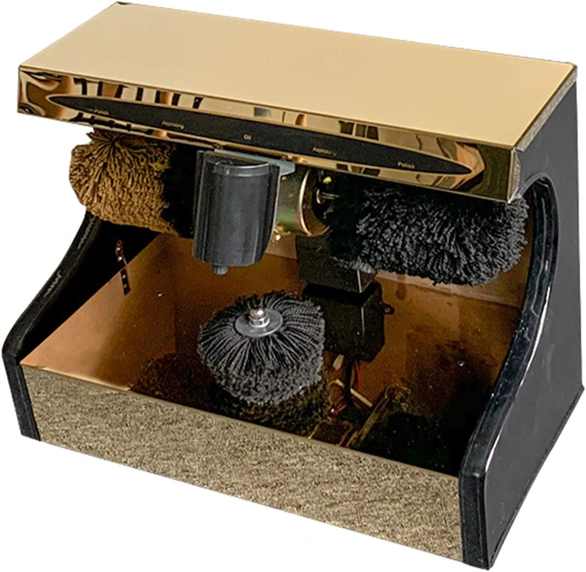 sdSDGrw Schoenborstels elektrische schoenborstel, geschikt, Automatische schoenpoetsmachine, met dubbele motor, voor thuiskantoor, titanium(Gold)