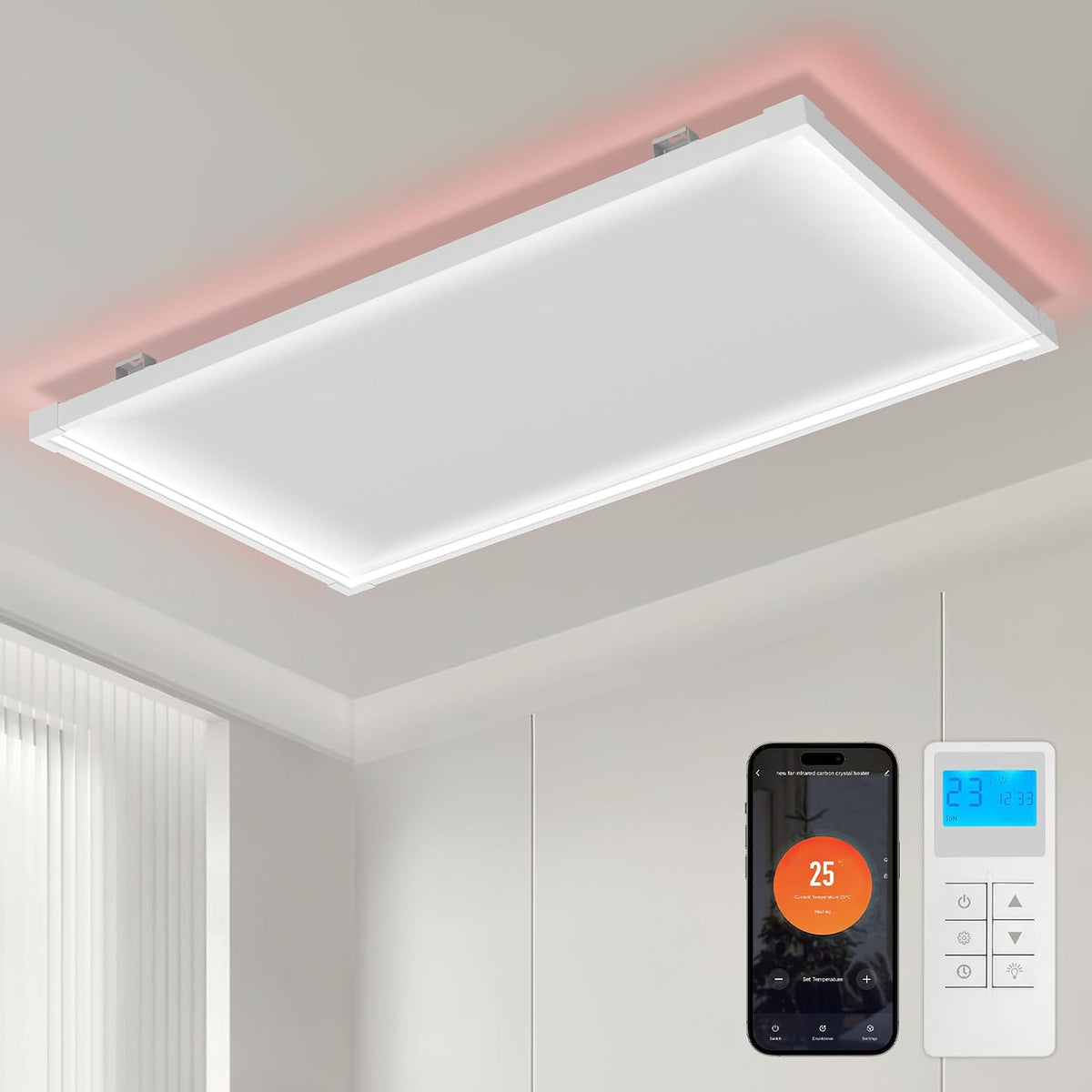 Elektrische kachel Peviasot Infraroodverwarming 770 W, wifi/app, led-plafondlamp