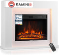 Kaminio Elektrische haard Matti open, 3D-vlameffect, afstandsbediening, wit, met verwarming, LED omgevingslicht