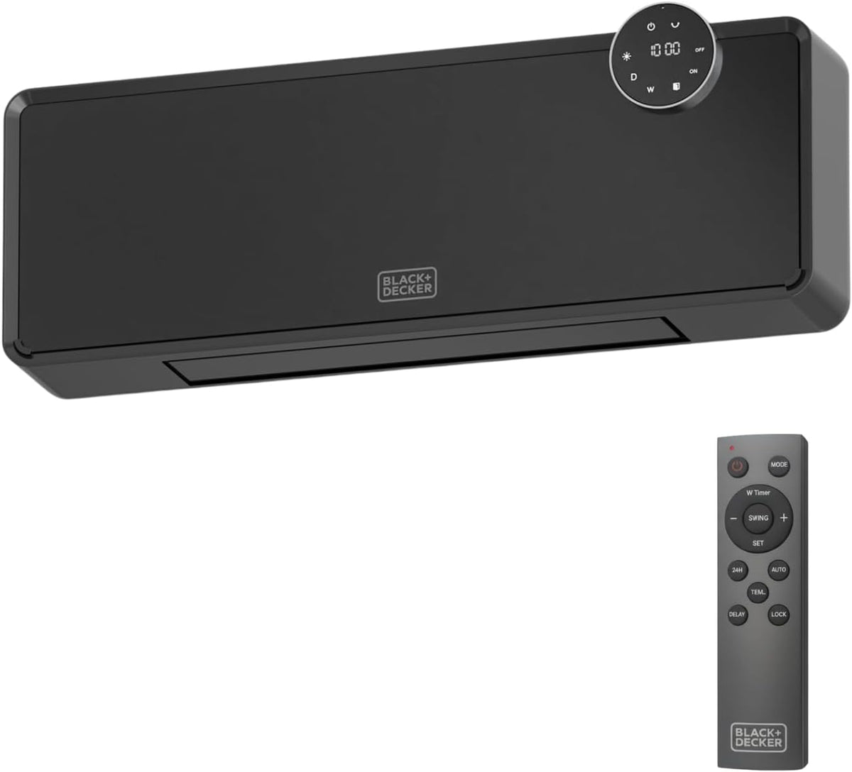 Black+Decker Elektrische kachel zwart+Decker - wandgemonteerde keramische 2000W
