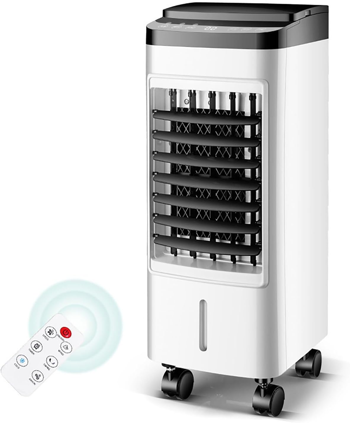 Mobiele airco Luchtkoeler, 3-in-1 verdampingsbevochtiger en ventilator, met watertank 4 liter, 3 snelheidsinstellingen, met afstandsbediening, voor