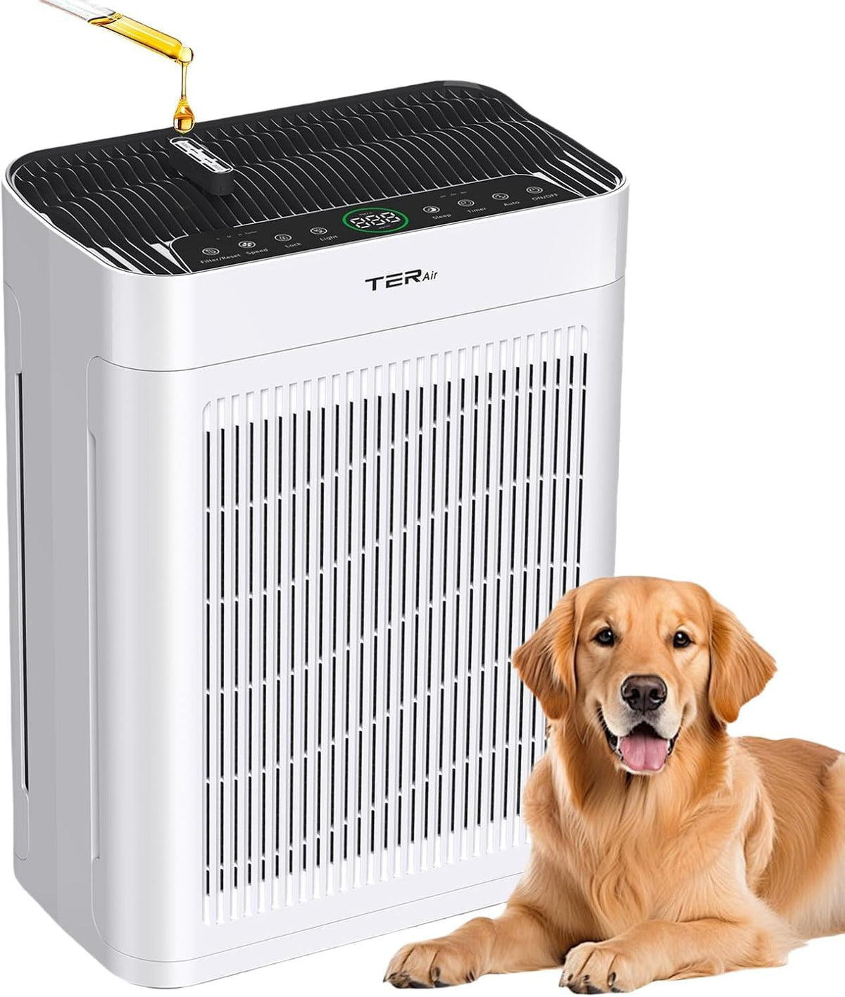 TER Air Luchtreiniger, H13 True HEPA luchtwasbare filters, voor thuis tot 2400 vierkante voet, TER luchtreinigers, met luchtsensoren, geur, rook