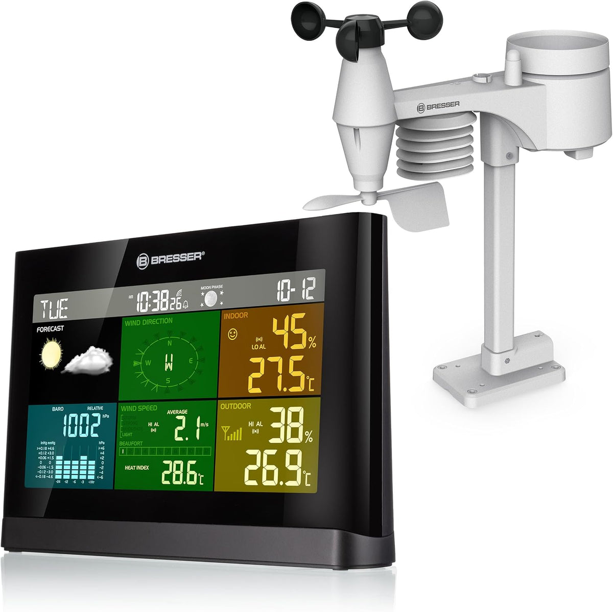 Bresser Weerstations 5-in-1 Comfort Weercenter, met Kleurendisplay