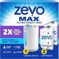 ZEVO Vallen MAX Indoor Muggen en Vliegenvanger, Mess drain (1 stekkerbasis en 2 patronen), Vliegende insectenval, voor muggen, huis- en fruitvliegen