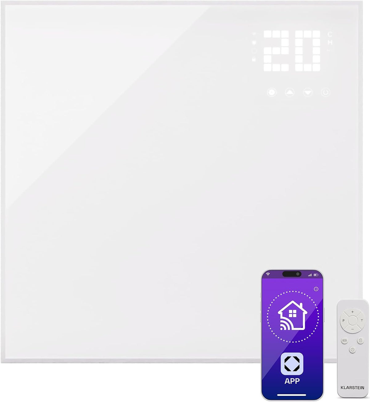 Klarstein Elektrische kachel infrarood verwarming, 360W convectieverwarming, met app bediening & open raam, met thermostaat, voor wandmontage