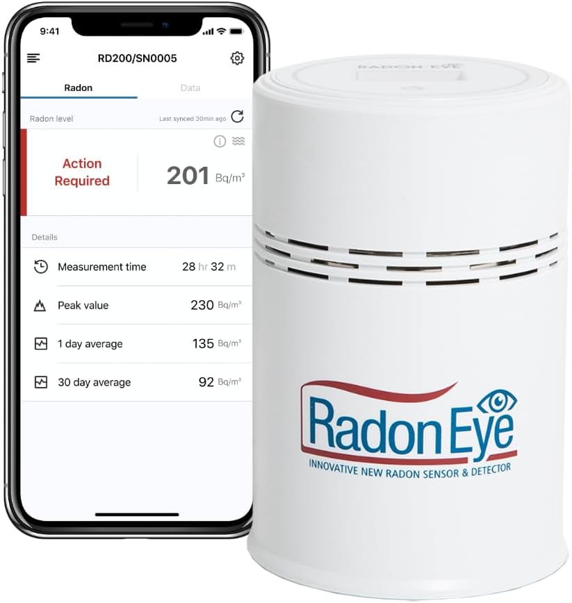 Ecosense Inc. Gasdetector Ecosense RD200 RadonEye, Radondetector, voor thuis, snelle opname van fluctuerende niveaus, met trendgrafieken