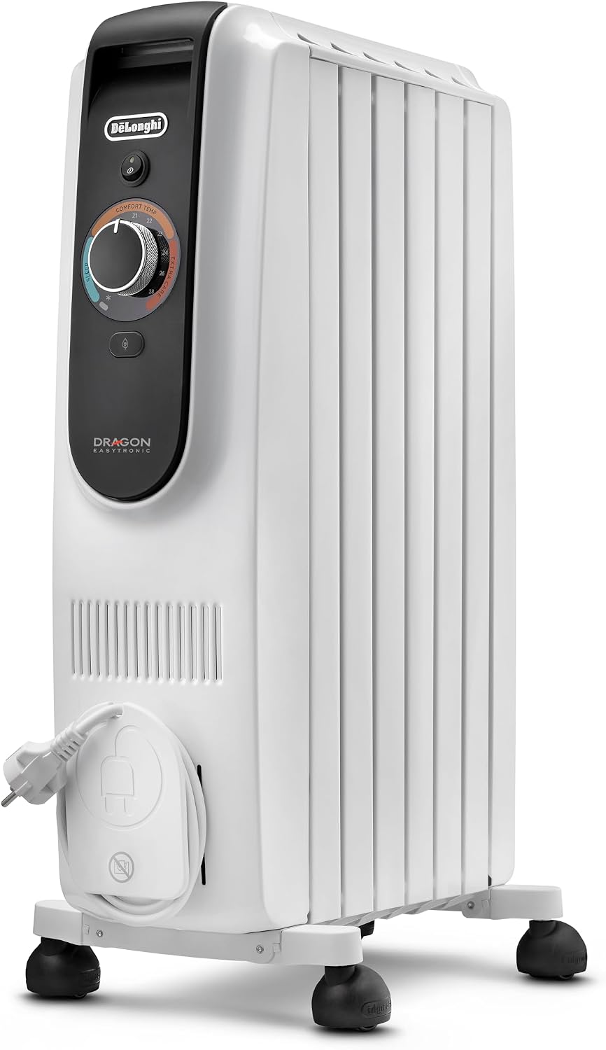 De'Longhi Elektrische kachel Dragon EasyTronic TRD50615 Olieverwarmer, voor ruimtes tot 45 m3, 1500 W, 6 ribben, 12 temperatuurniveaus, draagbaar