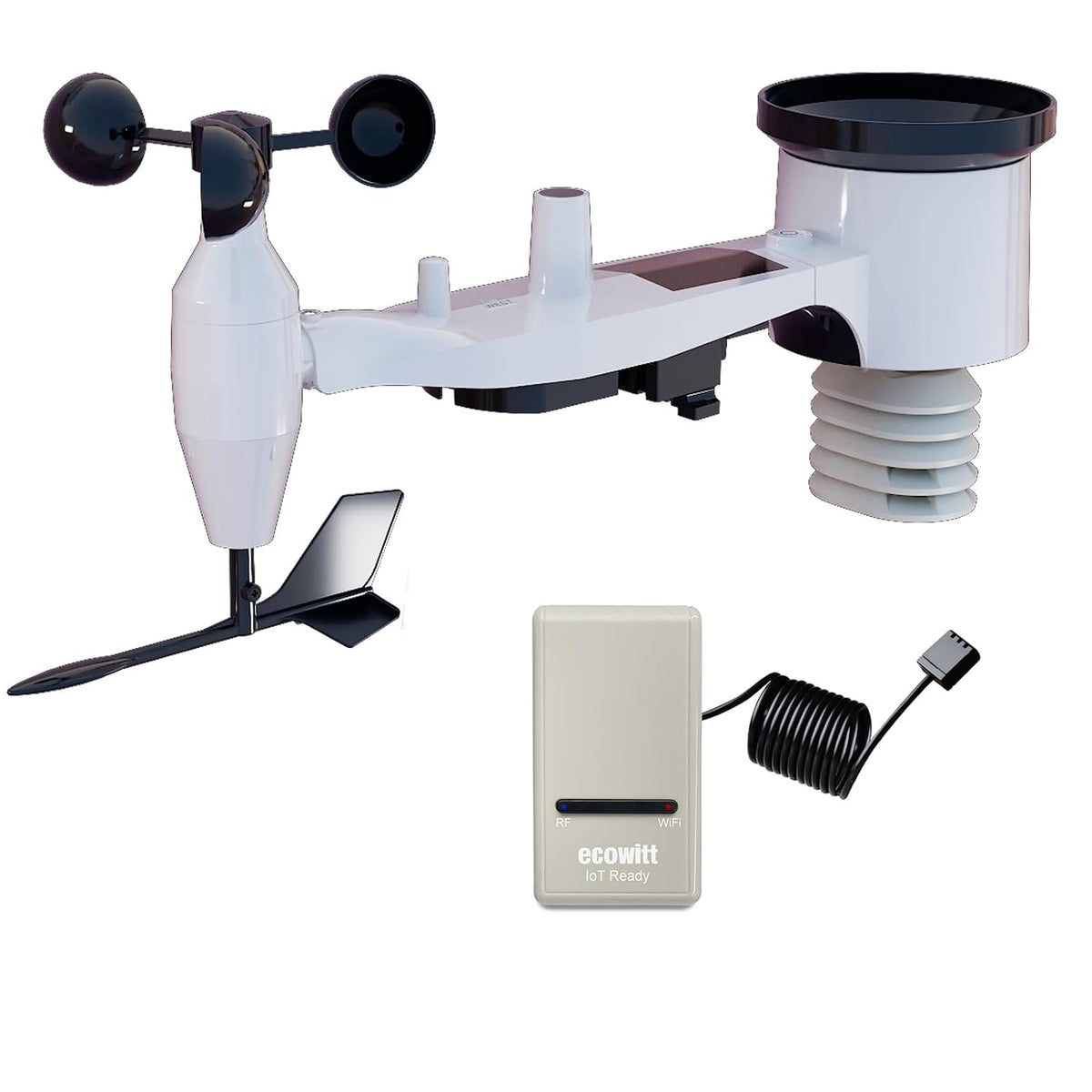 Ecowitt Weerstations Draadloze GW1201,7 in 1 Zonne-energie Home Draadloze, IOT Intelligente Aaneenschakelingscontrole