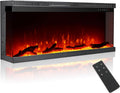 M.C.Haus Elektrische haard Luxe open, 1800 W, 102 cm / 40in, 3 zijden, met 3 installatiemogelijkheden, met 9 kleuren, zwart, elektrisch vlameffect