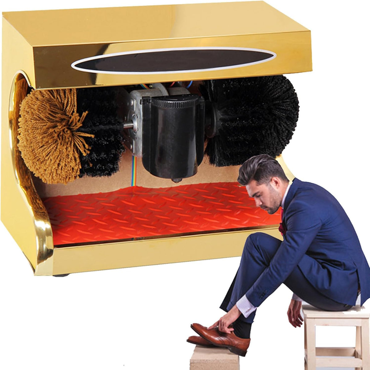 Schoenborstels Yehozz Schoenpoetsmachine, Elektrische Schoenborstel Automatische Sensor Elektrische Schoenenpoets, Gold